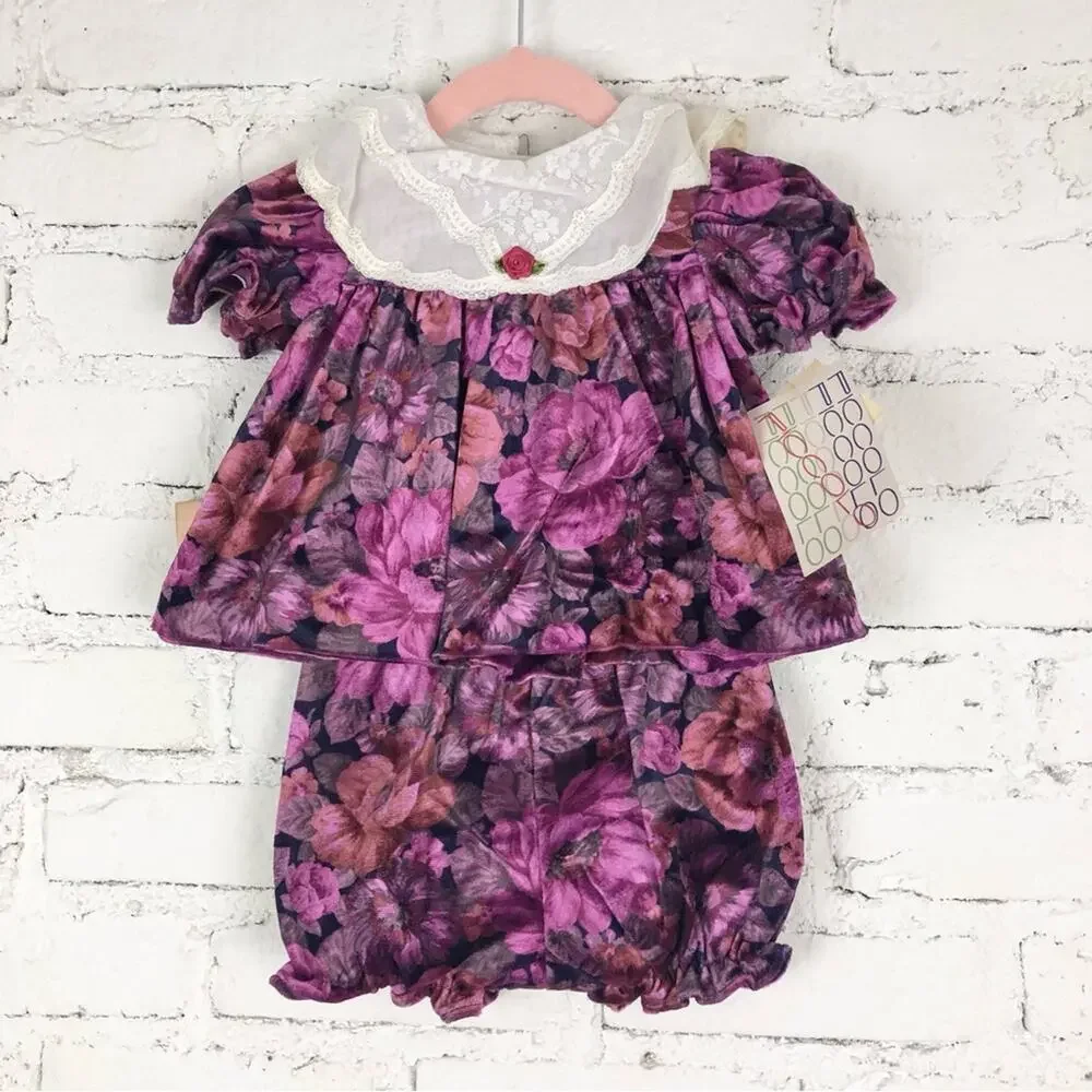 Vintage Piccola Velvet Baby Outfit Deadstock